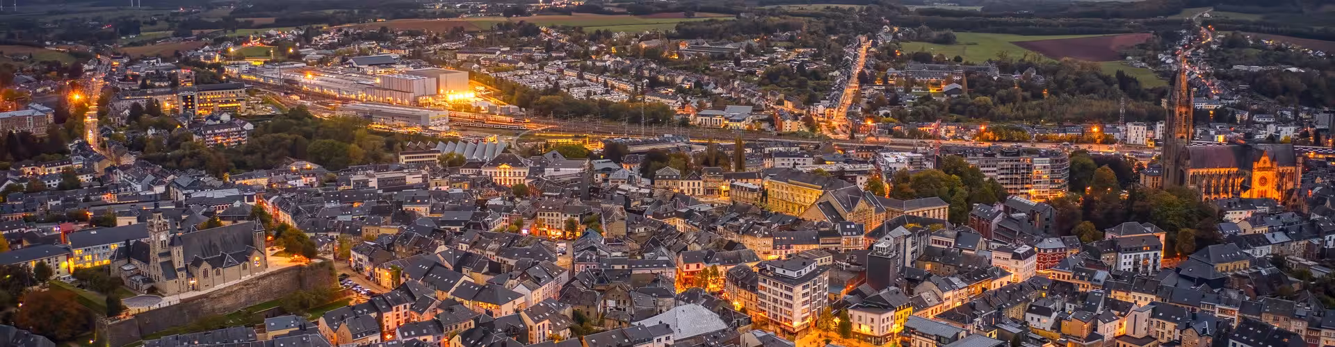 Aerial view of Arlon, capital of the Belgian province of Luxembourg.