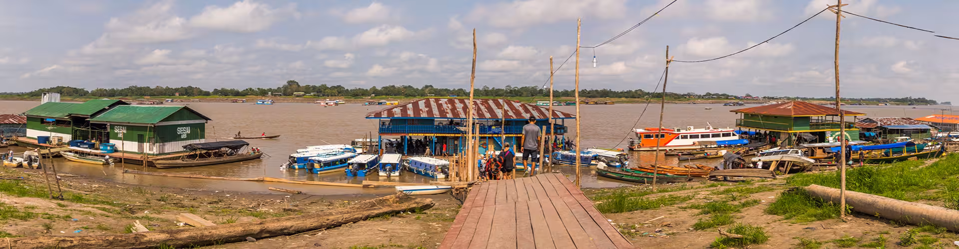 Tabatinga, Amazonas riverfront port on the Amazon River with boats and ferries at the tri-border Brazil Colombia Peru gateway