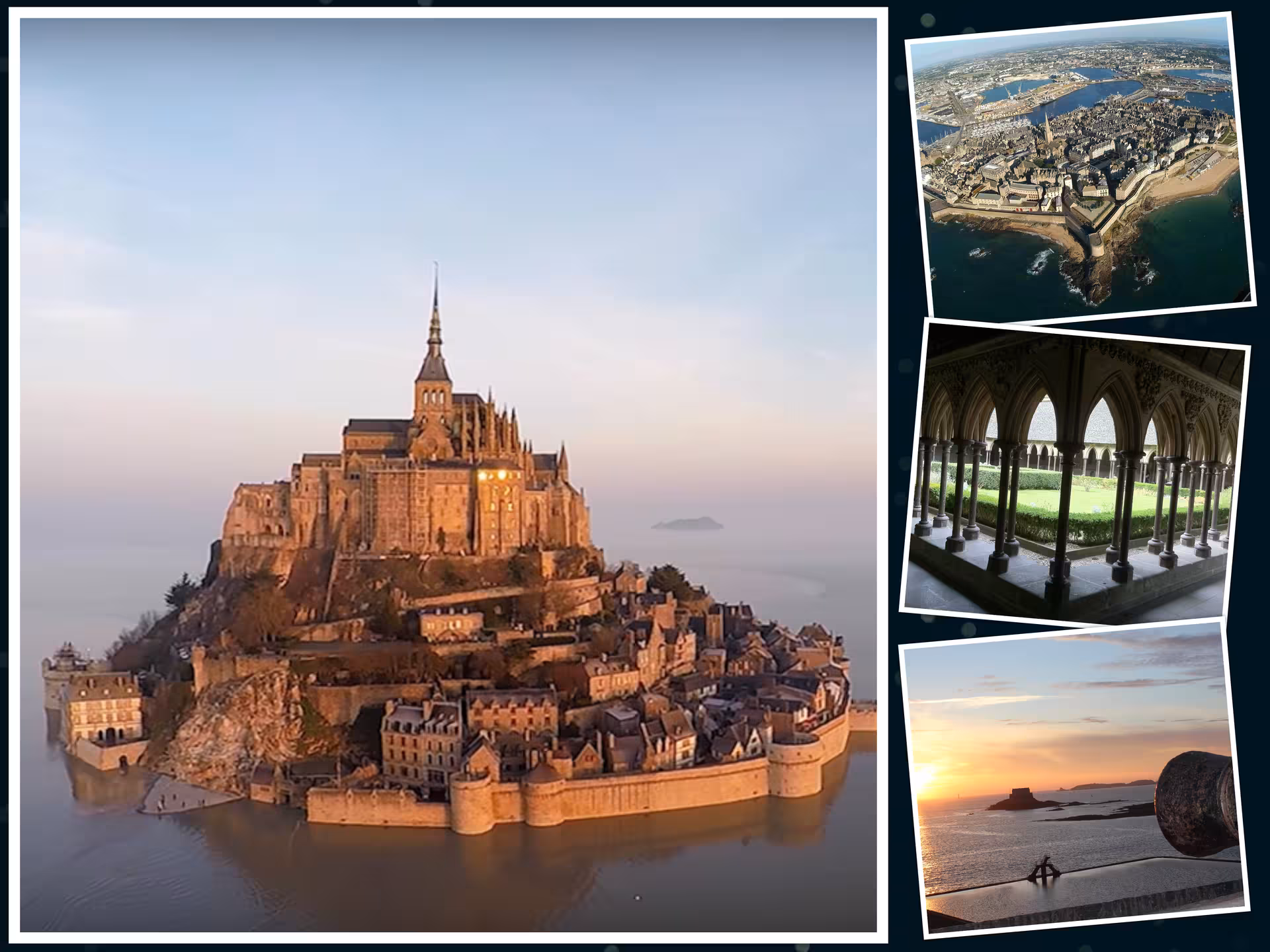 Mont Saint-Michel abbey at golden hour, Normandy day trip from Paris in luxury minivan, small group 7