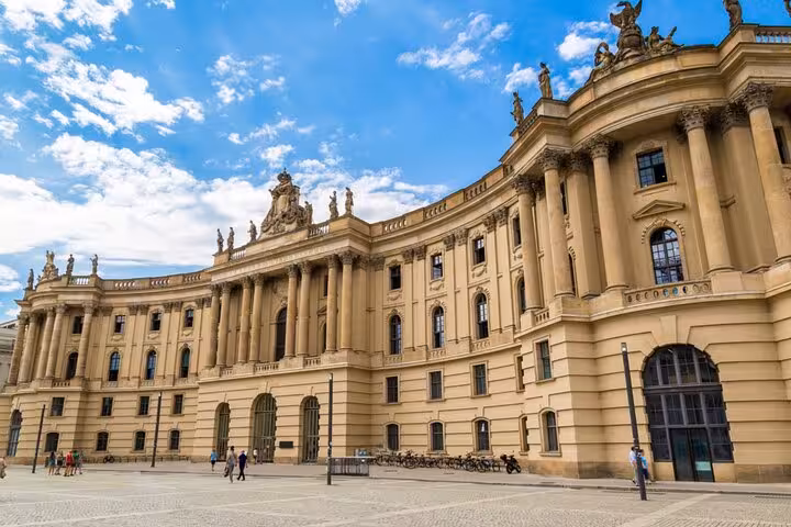 Bebelplatz historic square in Berlin, a key WW2 walking tour stop featuring stunning neoclassical architecture under blue skies.