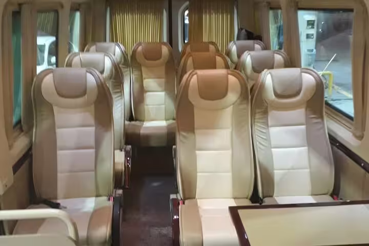 Comfortable tour minibus interior with reclining seats for 7 Churches of Revelation 10-day Turkey tour, Istanbul to Cappadocia