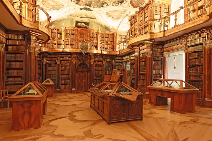 Historic library with intricate woodwork and classic books, a highlight on the St. Gallen & Appenzell cultural tour.