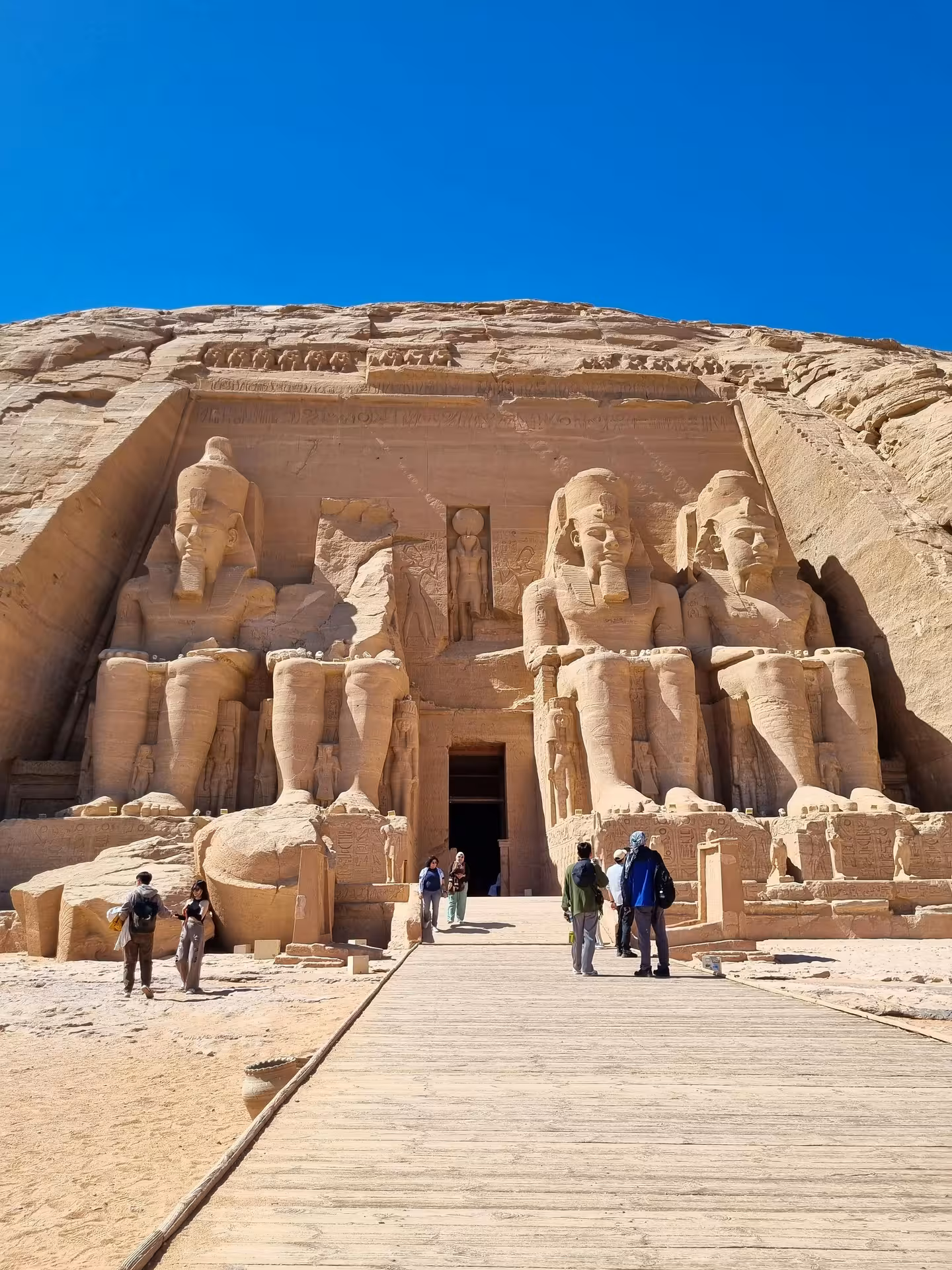 Four colossal statues of Ramesses II at the entrance of Abu Simbel Temple, Aswan, Egypt