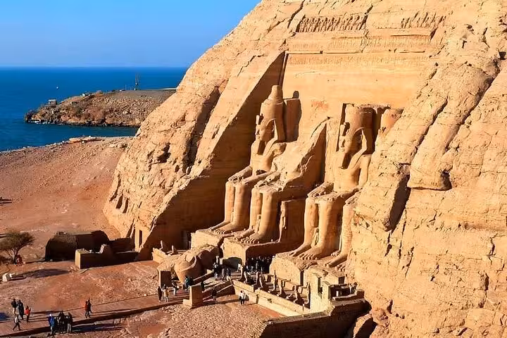 Abu Simbel temples by the lake, Egypt, seen on a Sharm El Sheikh to Luxor day trip by plane