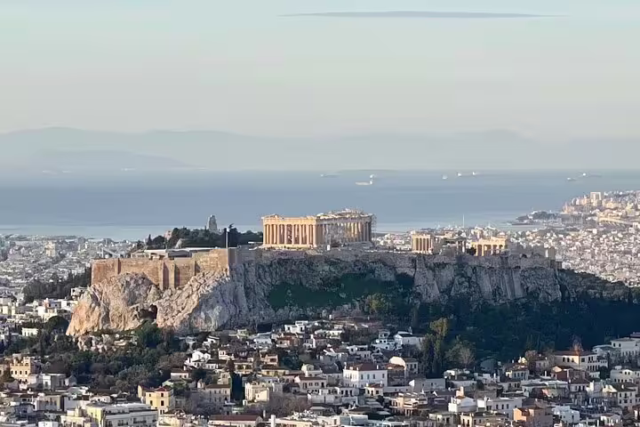 Panoramic Acropolis and Parthenon view over Athens city and sea, featured on 2-hour private express tour
