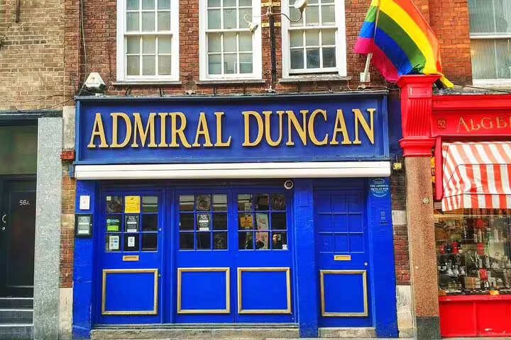 Admiral Duncan gay pub with rainbow pride flag in Soho, London