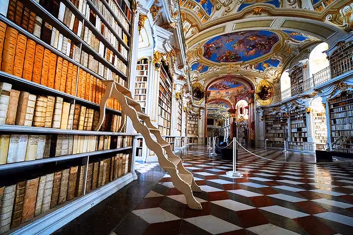 Admont Abbey Library baroque hall in Austria, visited on the Hallstatt and Admont Abbey private day tour