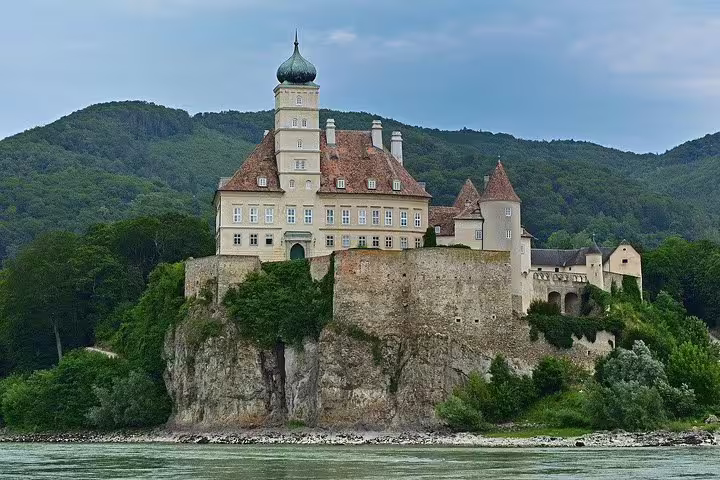 Aggstein Castle overlooking the Danube in Wachau Valley, a scenic stop on a private day trip from Vienna