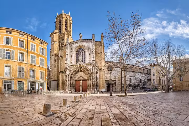 Gothic cathedral facade in Aix-en-Provence, a highlight of the private 2-hour walking tour.