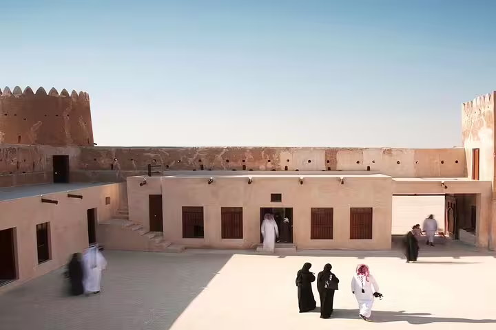 Explore Al Zubarah Fort's historic courtyard on the North Qatar Half-Day Tour, a UNESCO World Heritage site.