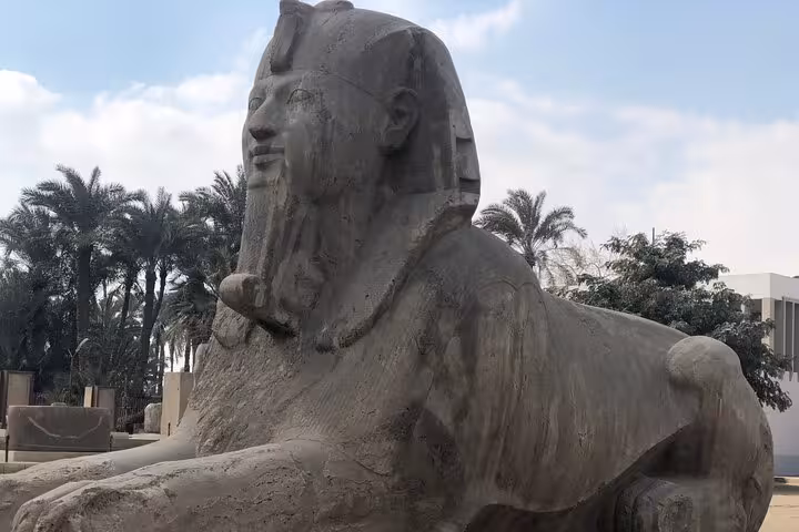 Alabaster Sphinx at Memphis open-air museum on Saqqara, Dahshur pyramids and Memphis day tour with lunch