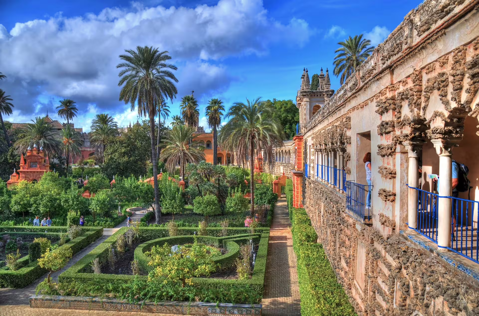 Alcázar of Seville gardens and palace walls, a highlight on a private walking tour of Seville old town