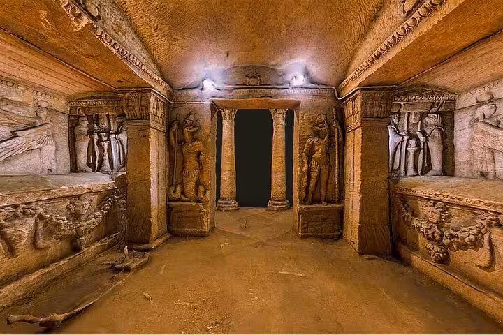 Ancient catacombs chamber in Alexandria visited on a private sightseeing tour from Cairo with lunch included