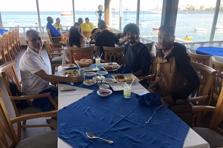 Sea-view Alexandria restaurant lunch stop on private tour from Cairo with guide, tickets included and fresh seafood