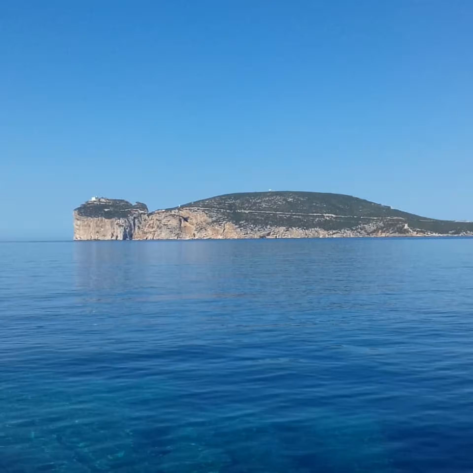 Stunning view of Capo Caccia's rocky coastline against the clear blue sky, ideal for professional divers in Alghero.
