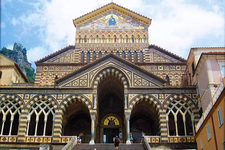 Explore Amalfi Cathedral's stunning architecture on a private guided day trip from Sorrento along the coast.