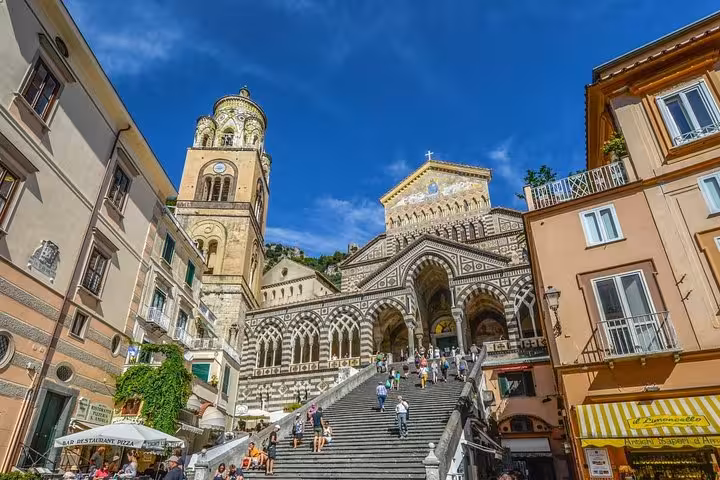 Explore the stunning Cathedral of Amalfi with its grand staircase, a highlight of the Amalfi Coast full-day tour.