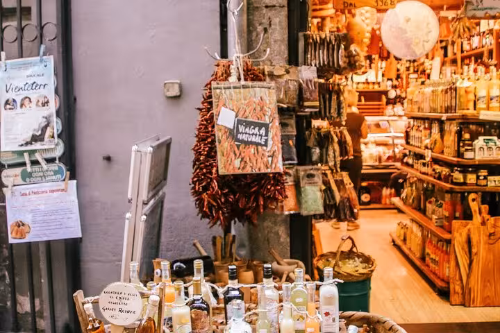 Charming Italian market in Amalfi featuring local products, perfect for exploring on a private Naples tour.