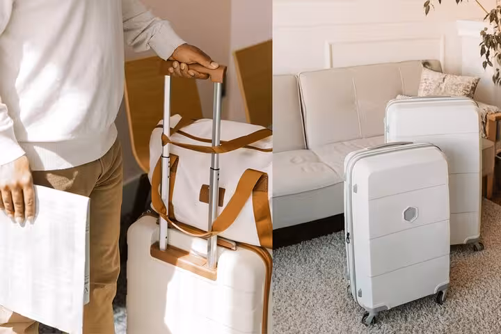 Suitcases ready for secure Amsterdam luggage storage, ideal for hotel drop-off and hands-free city exploring