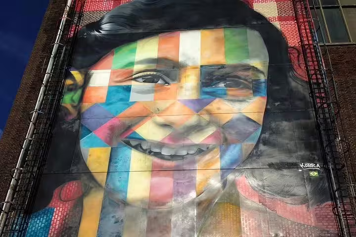 Colorful street art mural in Amsterdam Noord, vibrant highlight on a private contemporary bike tour