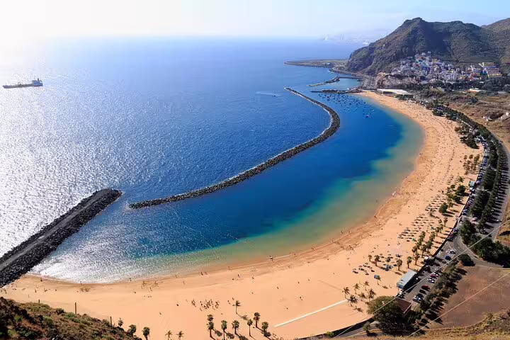 Discover the stunning golden sands and turquoise waters of Las Teresitas Beach on the Anaga Tenerife tour.