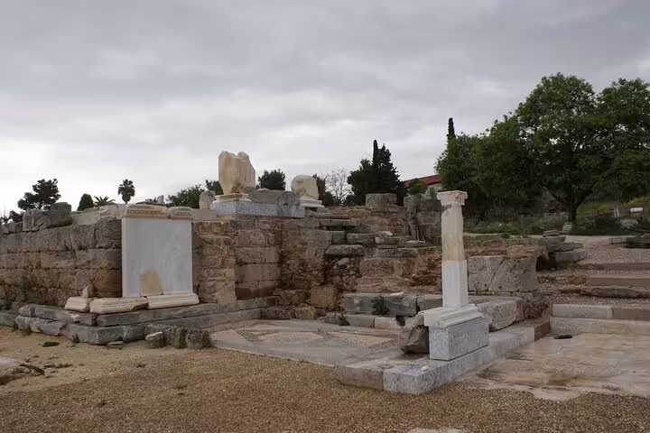 Ancient Agora ruins in Athens with marble columns, a key stop on Apostle Paul’s footsteps private tour