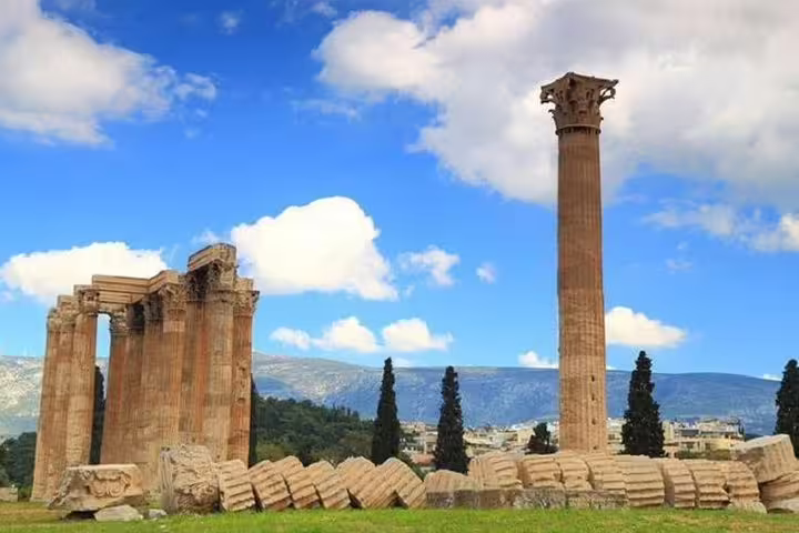 Ancient Corinth Temple of Apollo ruins, key landmark visited on Athens Highlights & Ancient Corinth private full-day tour