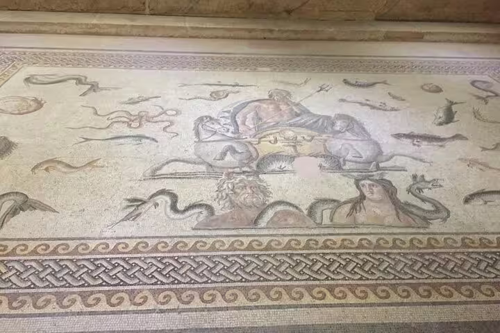 Ancient Roman mosaic artwork at Ephesus, Turkey, featured on private Istanbul to Ephesus guided tour