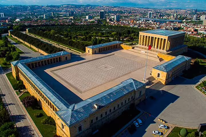 Aerial view of Anitkabir, Ankara on Turkey history private 13-day guided tour with flights and 4-star stays