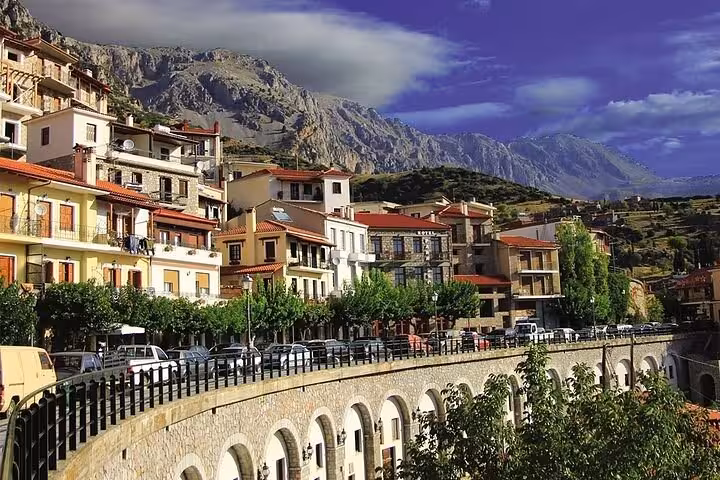 Arachova mountain village near Delphi, scenic stop on Thermopylae and Delphi day tour from Athens