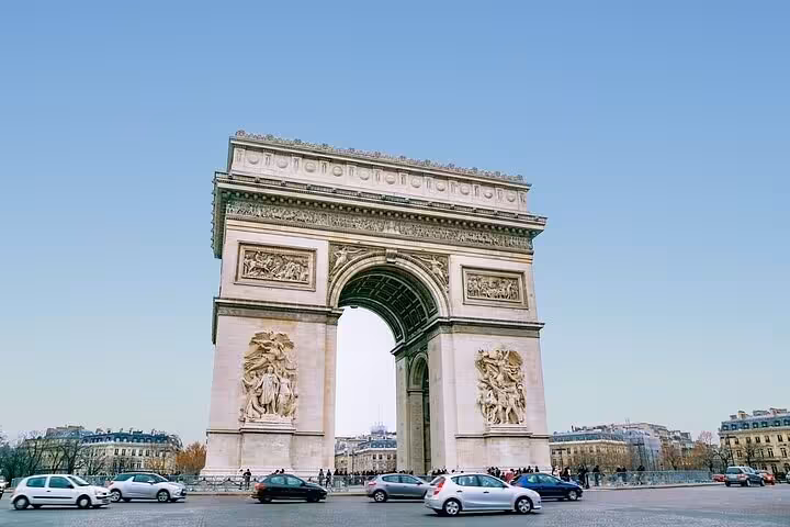 Arc de Triomphe daytime view from Place Charles de Gaulle, highlight of a private Champs-Élysées tour