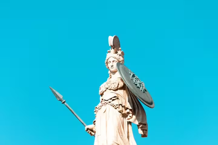 Statue of Athena with spear and shield in Athens, private tailor-made city tour with Acropolis skip-the-line
