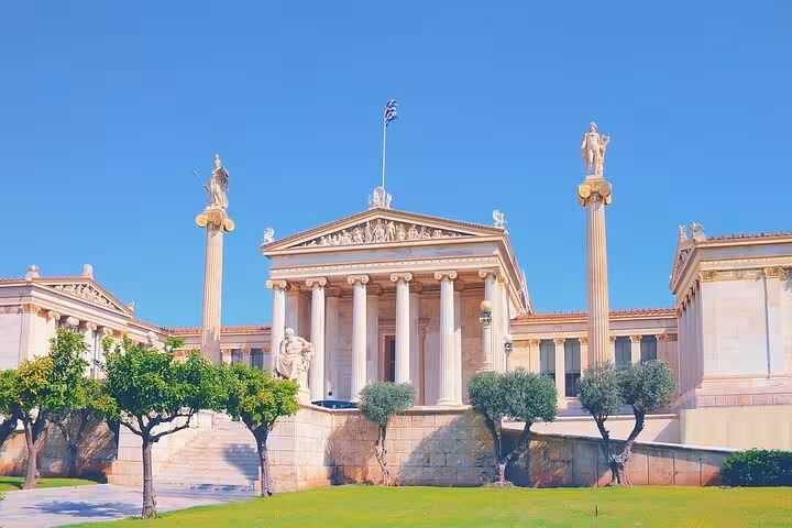 Athens Academy neoclassical landmark on Explore Athens and Ancient Biblical Corinth full-day private tour itinerary