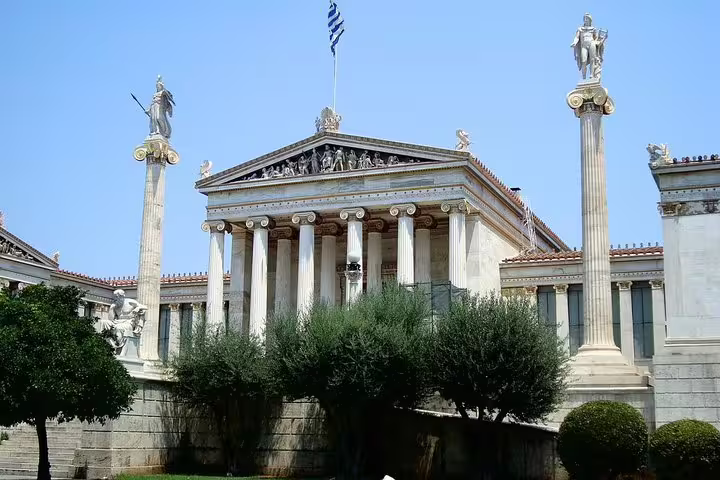 Athens Academy of Sciences neoclassical facade on a private 2-hour Athens sightseeing experience
