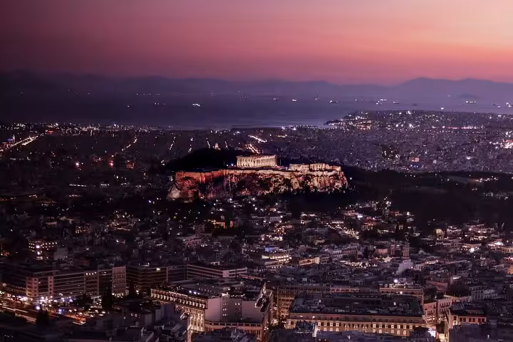 Twilight view of Athens Acropolis and Parthenon, ideal for Athens airport transfer with express city highlights