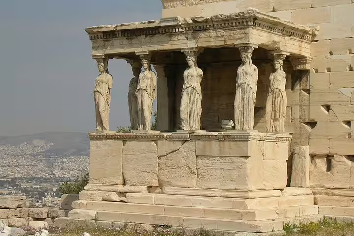 Porch of the Caryatids at Erechtheion on Acropolis, key site on Athens highlights private day tour
