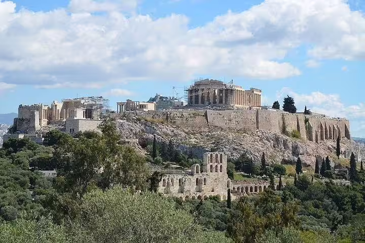 Acropolis of Athens panoramic view before private transfer from Athens to Meteora, Kalabaka and monasteries
