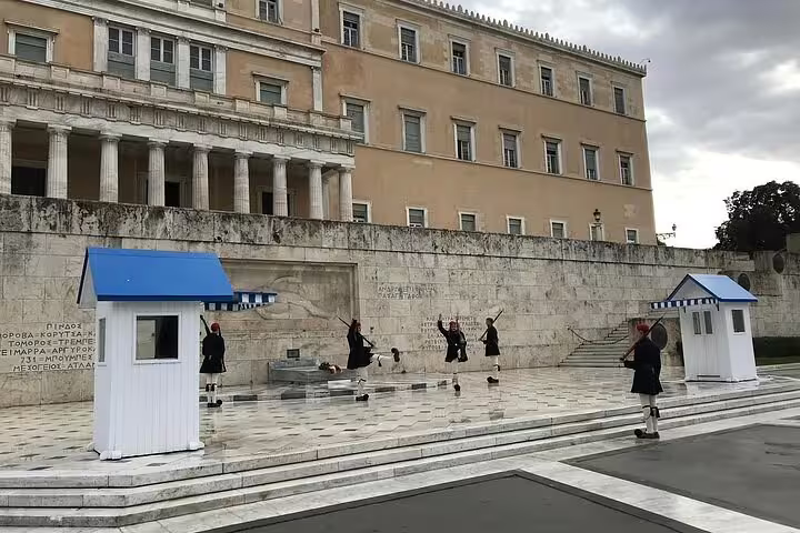 Changing of the Guard at Syntagma Square, Athens sightseeing small group tour stop near the Acropolis