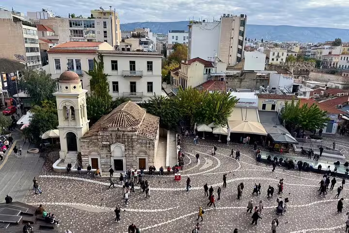 Monastiraki Square view in Athens city center, ideal stop on luxury private transfer from Athens Airport