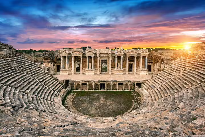 Sunset view of the Ancient Agora Odeon of Agrippa, a highlight on an Athens half-day private car tour