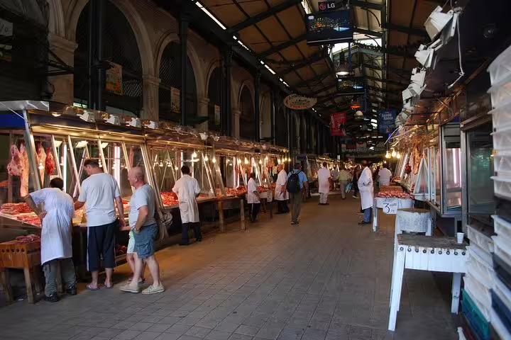 Inside Athens Central Market meat stalls, a stop on the Taste of Athens small-group food tour