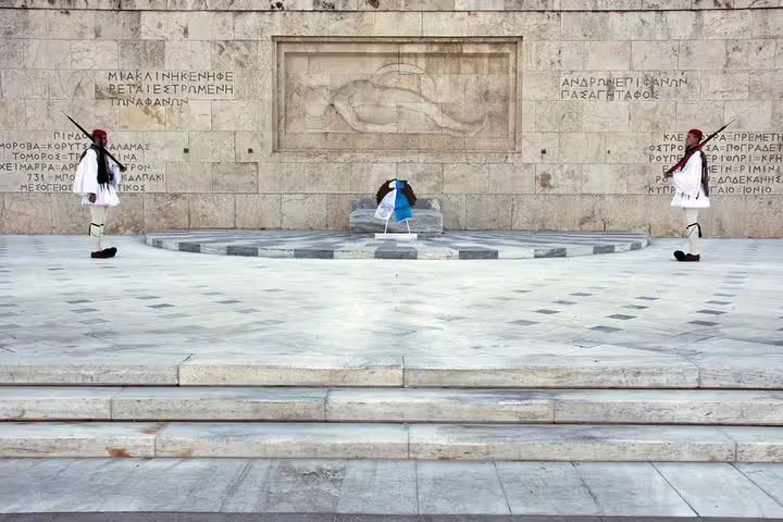 Changing of the Guard at the Tomb of the Unknown Soldier, Syntagma Square on Athens private half-day tour