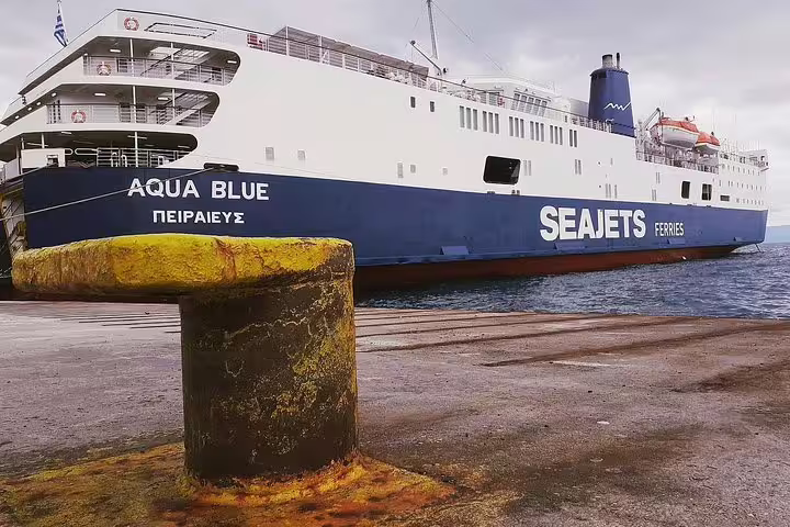 Ferry at Piraeus port, common connection before private transfer from Athens to Vasiliki, Lefkada island
