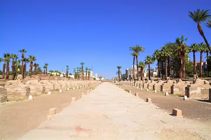 Avenue of Sphinxes walkway in Luxor between Karnak and Luxor Temple, key stop on Luxor day tour