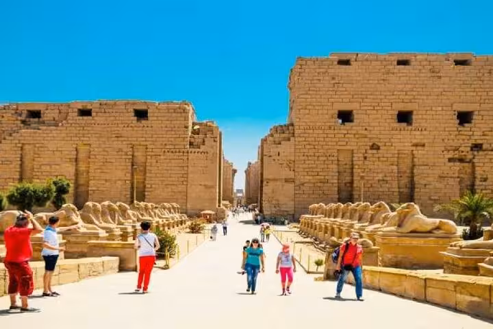 Avenue of Sphinxes leading to Karnak Temple in Luxor on small group day tour from Hurghada and El Gouna
