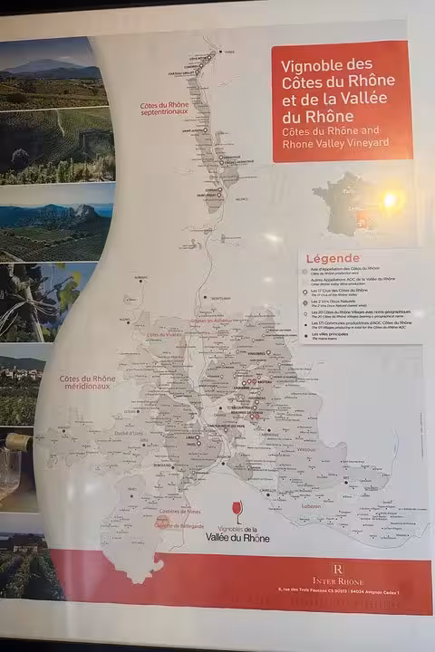 Rhône Valley vineyards map featuring Châteauneuf-du-Pape, shown during a private Avignon wine tasting tour