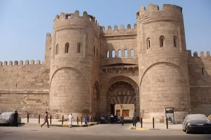 Bab al-Futuh gate in Historic Islamic Cairo, landmark stop on the guided walking tour with street food