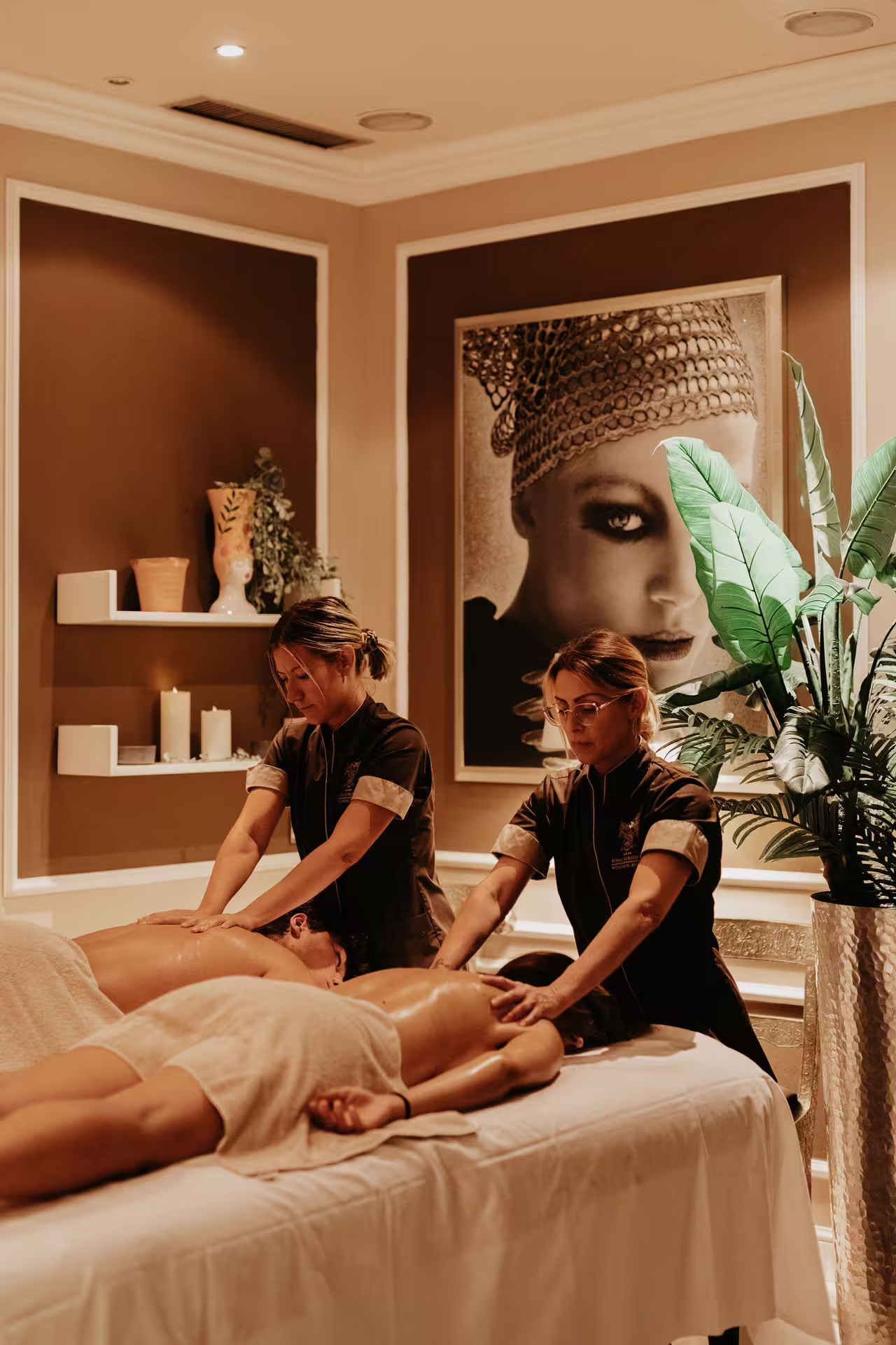 Couples massage room at Bagno di Romagna spa with therapists, included in thermal pool and aperitif deal