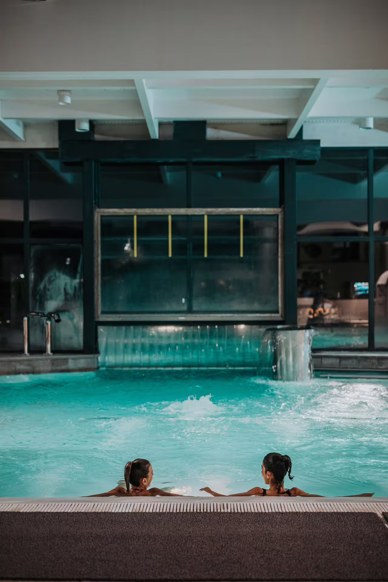 Evening Bagno di Romagna thermal spa pool with waterfall, entry 10–19 including spa access, lunch, massage