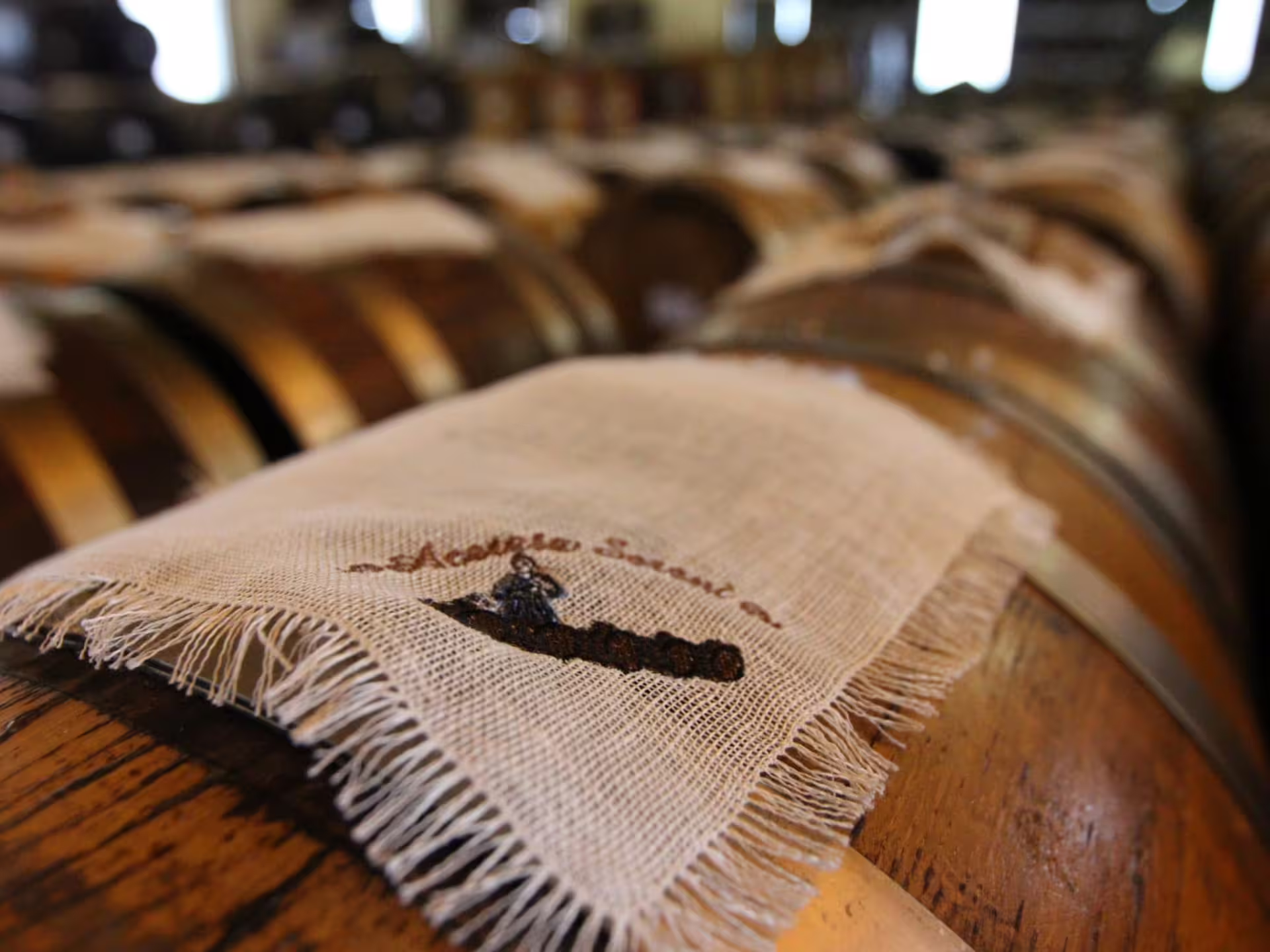 Wooden barrels aging Aceto Balsamico Tradizionale in Modena acetaia on vinegar production tour